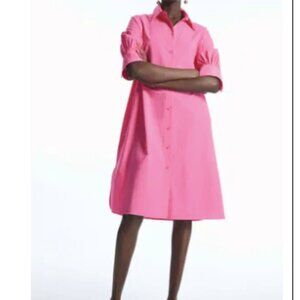 COS Gathered-Sleeve Mini Shirt Dress